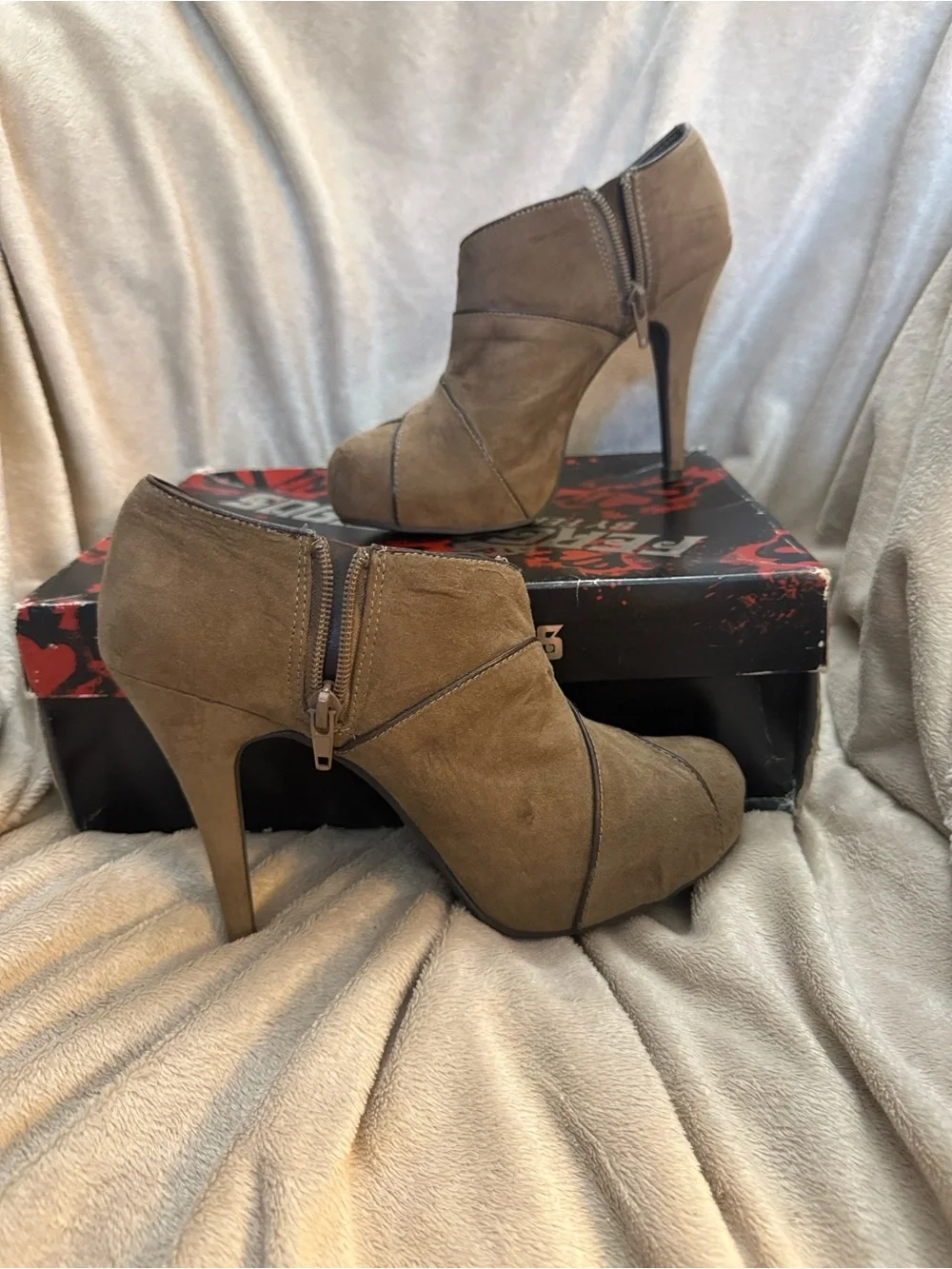 Fergalicious Brown Suede Ankle Booties